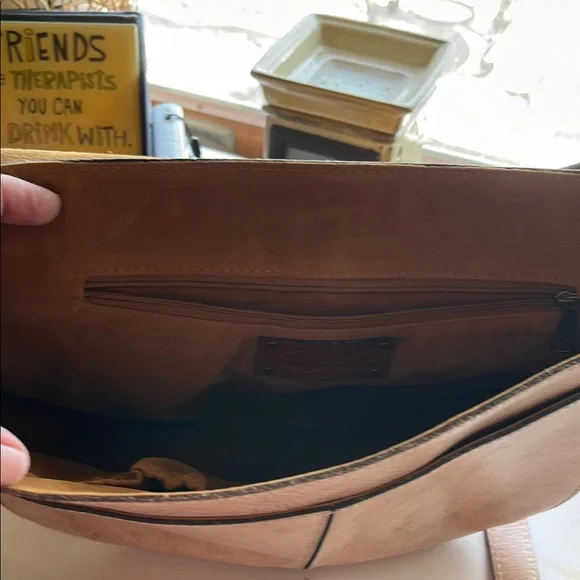 Floral Embossed Tan Leather Bag - Picture 3 of 3